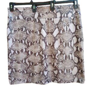 Chico's Brown Snakeskin Print Straight Skirt Reptile Exotic Stretch 4500892653